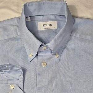 Eton Men's Sky Blue Long Sleeve Button Down Dress Shirt. NWOT